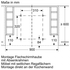 Bosch DSZ4961, Absenkrahmen fr 90 cm breite Flachschirmhauben