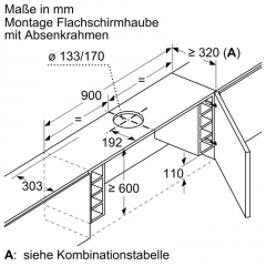 Bosch DSZ4961, Absenkrahmen fr 90 cm breite Flachschirmhauben