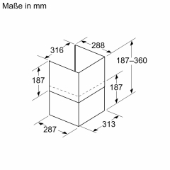 Bosch DWZ1IB6N2, Kaminverl�ngerung, 187-360 mm, Mattschwarz
