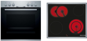 Bosch HND211LR62, SET Einbau-Backofen und Elektro-Kochfeld, HEA510BR2 + NKN645GA2E, Edelstahl, 60 cm, EEK: A, mit 5 Jahren Garantie!