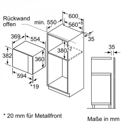 Siemens BE555LMB1, Einbau-Mikrowelle, 59 x 38 cm, iQ500, Schwarz, Edelstahl, mit 5 Jahren Garantie!