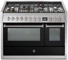 Steel Genesi 120, Rangecooker, 120 cm, Combisteam, Nero, Gaskochfeld, GQ12SF-6MBA, mit 5 Jahren Garantie!