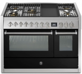 Steel Genesi 120, Rangecooker, 120 cm, Combisteam, Nero, Gaskochfeld, GQ12SF-4TMBA, mit 5 Jahren Garantie!