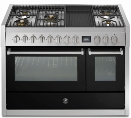 Steel Genesi 120, Rangecooker, 120 cm, Combisteam, Nero, Gaskochfeld, GQ12SF-4BMBA, mit 5 Jahren Garantie!