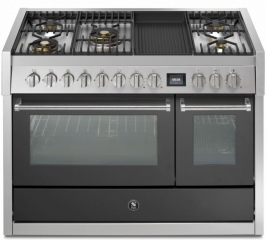 Steel Genesi 120, Rangecooker, 120 cm, Combisteam, Anthracite, Gaskochfeld, GQ12SF-4BMAN, mit 5 Jahren Garantie!