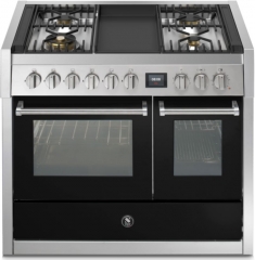 Steel Genesi 100, Rangecooker, 100 cm, Combisteam, Nero, Gaskochfeld, GQ10SF-4TBA, mit 5 Jahren Garantie!