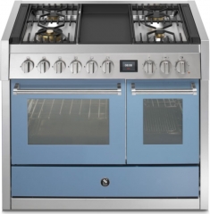 Steel Genesi 100, Rangecooker, 100 cm, Combisteam, Celeste, Gaskochfeld, GQ10SF-4TCE, mit 5 Jahren Garantie!