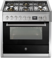 Steel Genesi 90, Rangecooker, 90 cm, Combisteam, Nero, Gaskochfeld, GQ9S-6WBA, mit 5 Jahren Garantie!