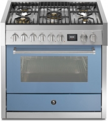 Steel Genesi 90, Rangecooker, 90 cm, Combisteam, Celeste, Gaskochfeld, GQ9S-4MCE, mit 5 Jahren Garantie!