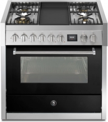 Steel Genesi 90, Rangecooker, 90 cm, Combisteam, Nero, Gaskochfeld, GQ9S-4TBA, mit 5 Jahren Garantie!