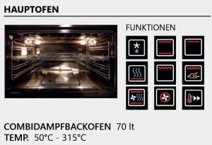 Steel Genesi 70, Rangecooker, 70 cm, Combisteam, Stainless Steel, Gaskochfeld, GQ7S-4SS, mit 5 Jahren Garantie!