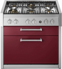 Steel Genesi 90 Cook Unit, Kchenmodul, 90 cm, Bordeaux, Gaskochfeld, GQ9C-6WBR, mit 5 Jahren Garantie!