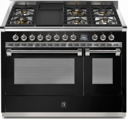 Steel Ascot 120, Rangecooker, 120 cm, Combisteam, Nero, Gaskochfeld, AQ12SF-6BBA, mit 5 Jahren Garantie!