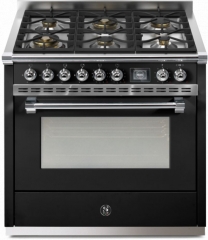 Steel Ascot 90, Rangecooker, 90 cm, Combisteam, Nero, Gaskochfeld, AQ9S-6WBA, mit 5 Jahren Garantie!