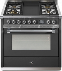 Steel Ascot 90, Rangecooker, 90 cm, Combisteam, Anthracite, Gaskochfeld, AQ9S-4TAN, mit 5 Jahren Garantie!