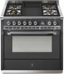 Steel Ascot 90, Rangecooker, 90 cm, Combisteam, Anthracite, Gaskochfeld, AQ9S-4BAN, mit 5 Jahren Garantie!