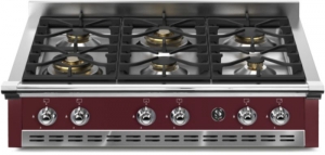 Steel Ascot 90 Cooktop, Einbau-Gaskochfeld, 90 cm, Bordeaux, A9-6WBR, mit 5 Jahren Garantie!