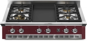 Steel Ascot 90 Cooktop, Einbau-Gaskochfeld, 90 cm, Bordeaux, A9-4TBR, mit 5 Jahren Garantie!