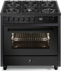 Steel Enfasi 90 All Black, Rangecooker, 90 cm, Multifunktionsbackofen, Nero Fumo, Gaskochfeld, EQ9F-6NF, mit 5 Jahren Garantie!