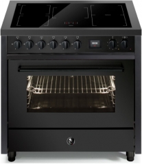 Steel Enfasi 90 All Black, Rangecooker, 90 cm, Multifunktionsbackofen, Nero Fumo, Induktionskochfeld, EQ9F-5FINF, mit 5 Jahren Garantie!