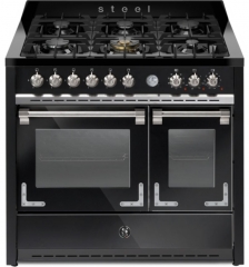 Steel Oxford 100, Rangecooker, 100 cm, Multifunktionsbackofen, Nero, Gaskochfeld, X10FF-6BA, mit 5 Jahren Garantie!