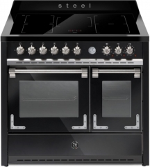 Steel Oxford 100, Rangecooker, 100 cm, Multifunktionsbackofen, Nero, Induktionskochfeld, X10FF-5FIBA, mit 5 Jahren Garantie!