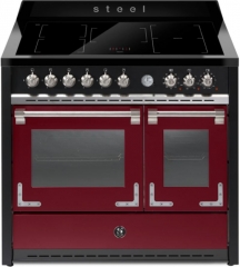 Steel Oxford 100, Rangecooker, 100 cm, Multifunktionsbackofen, Bordeaux, Induktionskochfeld, X10FF-5FIBR, mit 5 Jahren Garantie!