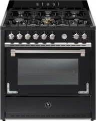 Steel Oxford 90, Rangecooker, 90 cm, Multifunktionsbackofen, Nero Fumo, Gaskochfeld, X9F-6NF, mit 5 Jahren Garantie!