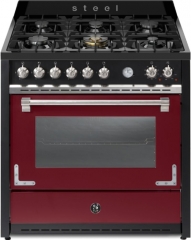 Steel Oxford 90, Rangecooker, 90 cm, Multifunktionsbackofen, Bordeaux, Gaskochfeld, X9F-6BR, mit 5 Jahren Garantie!