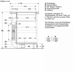 Bosch PVS601GA7, Set Induktionskochfeld mit Dunstabzug und Flachkanal, Serie 4, 60 cm, flchenbndig, EKK: B, mit 5 Jahren Garantie!