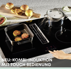 Constructa CX5PM802, Set Einbau-Backofen und Induktionskochfeld mit Dunstabzug, Rahmenlos, Schwarz, mit 5 Jahren Garantie!