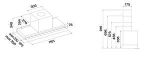 Falmec Virgola No-Drop Touch, Design Edelstahl, 120 cm, Wandhaube, mit 5 Jahren Garantie