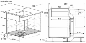 Neff V58FHQGA6, SET Induktionskochfeld mit Dunstabzug V58FHQ4L0, 80 cm + Z861SB4, 90 Flachkanalbogen, MIT 7 JAHREN GARANTIE