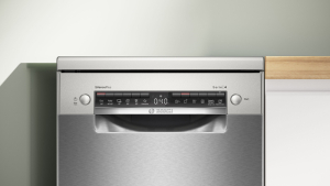 BOSCH SPS4HMI49E, freistehender Geschirrspler, Serie 4, 45 cm, Gebrsteter Stahl mit Anti-Fingerprint, EEK: E, mit 5 Jahren Garantie!