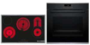 Bosch HBD472FH85, SET Einbau-Backofen HBA271BB3 und Elektro-Kochfeld PKC845FP1D, Schwarz, mit 5 Jahren Garantie!