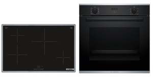 Bosch HBD434FH83, SET Einbau-Backofen HBA234BB3 und Induktionskochfeld PIE84KBB5E, Schwarz, mit 5 Jahren Garantie!