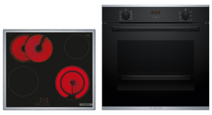 Bosch HBD431FH64, SET Einbau-Backofen HBA234BB3 und Elektro-Kochfeld PKN645BA2E, Schwarz, mit 5 Jahren Garantie!