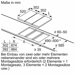 Siemens EX375FXB1E, iQ700, Domino-Kochfeld, Flex-Induktion, 30 cm, Schwarz, Mit Rahmen aufliegend, 5 Jahre Garantie!