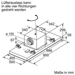 Siemens LR97CAQ50, iQ500, Deckenlfter, 90 cm, Edelstahl, EEK: A, mit 5 Jahren Garantie!