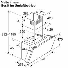 Siemens LC91KLT60, iQ700, Wandesse, 90 cm, Klarglas schwarz bedruckt, EEK: A+, mit 5 Jahren Garantie!