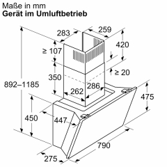 Siemens LC81KAN60, iQ500, Wandesse, 80 cm, Klarglas schwarz bedruckt, EEK: A+, mit 5 Jahren Garantie!