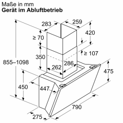 Siemens LC81KAN60, iQ500, Wandesse, 80 cm, Klarglas schwarz bedruckt, EEK: A+, mit 5 Jahren Garantie!