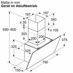 Siemens LC85KDK60, iQ100, Wandesse, 80 cm, Klarglas schwarz bedruckt, EEK: A, mit 5 Jahren Garantie!