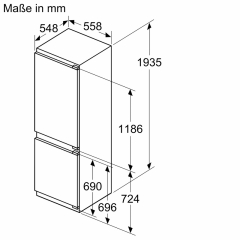 Siemens KI96NVFD0, iQ300, Einbau-Khl-Gefrier-Kombination, 193.5 x 55.8 cm, Flachscharnier, EEK: D, mit 5 Jahren Garantie!