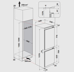 Privileg PCI 16S2, Einbau Khl- Gefrierkombination, 158 cm, EEK: E, mit 5 Jahren Garantie!