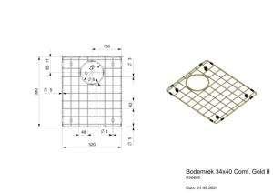 Reginox Bodengitter New York 34x40, Farbe gold ll, R39656