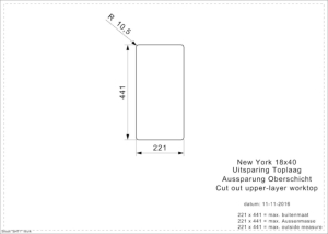 Reginox New York 18x40 (L) OKG Comfort, Edelstahlsple, Farbe Copper II, R39373