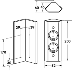 Naber Mira ES5, Edelstahl, 2 x Schukosteckdose, Ecksteckdosenelement, 7053113