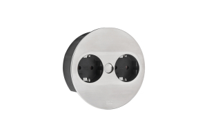 Naber Twist 2 Doppelsteckdose, rund, mit Schukosteckdosen, Einbausteckdosenelement, Schukosteckdose, edelstahlfarbig, 7053190