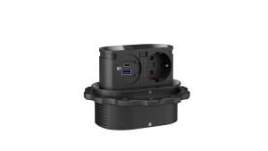 Naber Piccolino QI USB Typ A, USB Typ C, Blende Glas schwarz glnzend, Einbausteckdosenelement, Schukosteckdose, 7053201